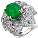 انگشتر زنانه طلا سفید با نگین زمرد و الماس تراش برلیان :مدل rgf1603