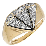 انگشتر آقایان طلا زرد با نگین الماس تراش برلیان طرح الماس مدل rgm1553