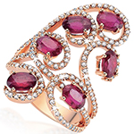 انگشتر زنانه طلای رزگلد زیبا و جذاب نگین یاقوت قرمز و الماس تراش برلیان :مدل rgf1608