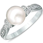 انگشتر مروارید و طلا زنانه با طرح برلیان سه تایی در طرفین مینیمال و شیک مدل:rsf1103  