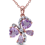 پلاک و آویز طلای رزگلد با نگین الماس تراش برلیان و آمیتیست طرح قلب: مدل npdf13167