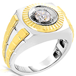 انگشتر طلا زرد و سفید 18 عیار با نگین الماس تراش برلیان طرح رولکس مدل rgm1580 