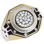 انگشتر رولکسی طلای سفید و زرد با نگین الماس تراش برلیان مدل rgm1584 