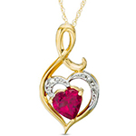 آویز و پلاک قلب طلای زرد دخترانه جواهر نگین برلیان و یاقوت قرمز طرح قلب: مدل npdf13173
