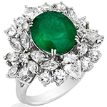 انگشتر اعیانی و پر جلوه طلا و جواهر زمرد و الماس تراش برلیان، مارکیز و اشک مدل rgf1649