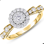 حلقه نامزدی فلاور طلای زرد با نگین الماس تراش برلیان مدل: eng2268