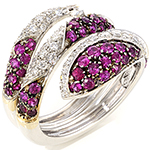 انگشتر مار زنانه طلای سفید یاقوت قرمز و الماس تراش برلیان طرح مار:مدل rgf1658