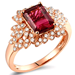 انگشتر یاقوت قرمز زنانه طلای رزگلد و جواهر نگین برلیان:مدل rgf1668