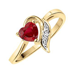 انگشتر طلای زرد زنانه با نگین یاقوت قرمز و الماس تراش برلیان طرح قلب:مدل rgf1672