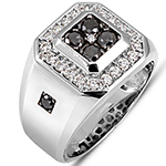 انگشتر طلای سفید 18 عیار با نگین الماس تراش برلیان و انیکس مدل rgm1598 