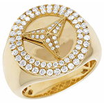 انگشتر طلا مردانه لاکچری طرح بنز با نگین الماس تراش برلیان مدل rgm1603 