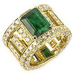 انگشتر طلای زنانه با نگین زمرد و الماس تراش برلیان:مدل rgf1685 