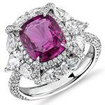 انگشتر طلای زنانه با نگین یاقوت قرمز و الماس تراش برلیان و اشک:مدل rgf1686 