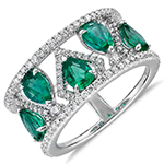 انگشتر جواهر زنانه طلای سفید زنانه با نگین زمرد و الماس برلیان : مدل rgf1692