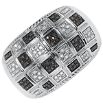 انگشتر طلای سفید آقایان گنبدی شکل با نگین الماس تراش برلیان سیاه و سفید مدل rgm16104 