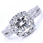 حلقه نامزدی طلای سفید با نگین الماس تراش برلیان طرح فلاور مدل: eng2280 