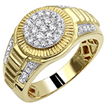 انگشتر رولکسی خاص با نگین الماس تراش برلیان و طلای زرد مدل: rgm1629