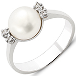 مدل انگشتر مروارید طلای سفید زنانه با نگین برلیان مدل: rgf1699