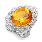 انگشتر سیترین زنانه با نگین برلیان و طلا سفید طرح جدید مدل: rgf1718