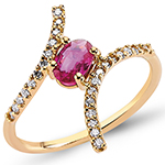 انگشتر یاقوت سرخ زنانه و الماس تراش برلیان با طلای زرد 18 عیار مدل: rgf1723