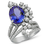 انگشتر یاقوت کبود زنانه و الماس تراش برلیان با طلا سفید 18 عیار مدل: rgf1724