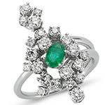 انگشتر زمرد زنانه جواهر و الماس تراش برلیان با طلای سفید مدل: rgf1725