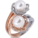 انگشتر مروارید زنانه دو طرفه جدید طلا و جواهر الماس تراش برلیان مدل:rgf1733