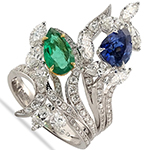 مدل انگشتر جدید زمرد، یاقوت آبی و الماس تراش مارکیز و برلیان با طلای سفید مدل: rgf1735