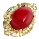 انگشتر عقیق زنانه طلا و جواهر به همراه الماس تراش برلیان مدل: rgf1745