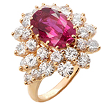 انگشتر یاقوت قرمز روبی جدید طلا و جواهر با نگین برلیان مدل: rgf1751