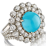 انگشتر فیروزه زنانه طلا سفید 18 عیار و جواهر لاکچری نگین برلیان مدل:rgf1758