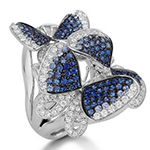 انگشتر پروانه طلا و جواهر یاقوت کبود و برلیان مدل:rgf17602