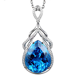 پلاک و آویز توپاز آبی تراش اشک زنانه طلا و جواهر برلیان طرح خاص مدل npdf13259 