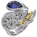 انگشتر بال فرشته طلا زنانه جواهر یاقوت کبود و برلیان طرح جدید مدل:rgf1772