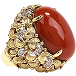 انگشتر عقیق زنانه طلا و جواهر برلیان طرح مجلسی مدل:rgf1774