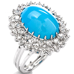 انگشتر طلا با سنگ فیروزه و جواهر برلیان زنانه مدل:rgf1775