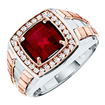 انگشتر رولکس طلا مردانه خاص و جواهر یاقوت قرمز و برلیان طرح رولکس مدل rgm1650