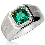 انگشتر زمرد مردانه طلا و جواهر الماس تراش برلیان طرح مجلسی مدلrgm1659 