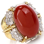 انگشتر بزرگ مجلسی زنانه عقیق و برلیان طلای زرد مدل: rgf1779