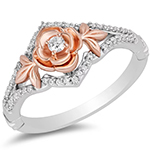 انگشتر نشان طلای رزگلد الماس تراش برلیان طرح گل مدلeng2283