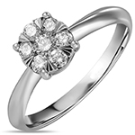 حلقه نامزدی طلا سفید فلاور نگین الماس تراش برلیان مدل eng2287