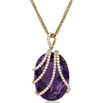 مدل پلاک طلا جدید دخترانه شیک و مدرن نگین آمیتیست و الماس تراش برلیان مدل:npdf13285