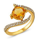 انگشتر طلا زنانه 18 عیار و جواهر سیترین و الماس تراش برلیان مدل:rgf1785