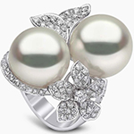 انگشتر مروارید زنانه مجلسی گل طلای سفید و برلیان مدل:rgf1787