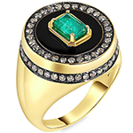 انگشتر طلا مردانه زمرد و الماس برلیان قهوه ای مدل:rgm1668