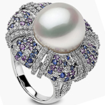 انگشتر طلا زنانه و مروارید، آمیتیست، یاقوت و برلیان :rgf1790