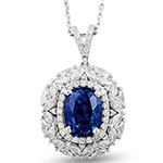 آویز گردنبند طلا زنانه یاقوت کبود و الماس تراش مارکیز و برلیان طرح اعیانی مدل:npdf13298