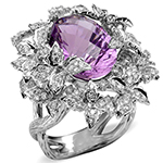 انگشتر طلا زنانه طرح گل آمیتیست و برلیان مجلسی مدل rgf1806