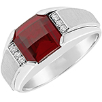 انگشتر یاقوت سرخ مردانه طلا سفید سند بلاس و براق و برلیان سفید و پاک مدل rgm1676