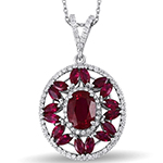 آویز گردنبند و پلاک یاقوت قرمز و برلیان طلا سفید زنانه بسیار لوکس مدل:npdf13301